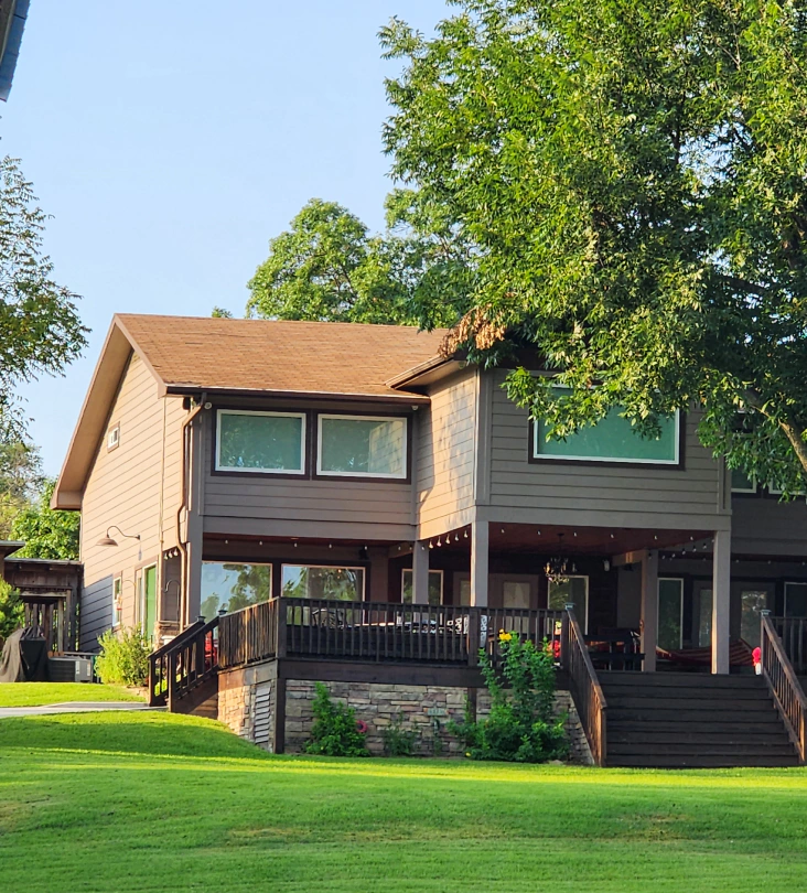 exterior view of a house with a newly replaced roof